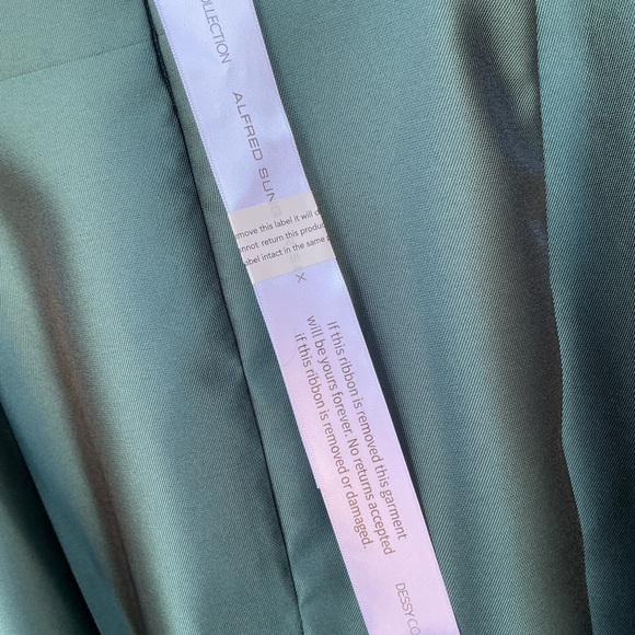 NWT Alfred Sung Winslet Satin Fit & Flare Maxi Dress Shoulder Bows Size 14 D868 - Picture 11 of 13